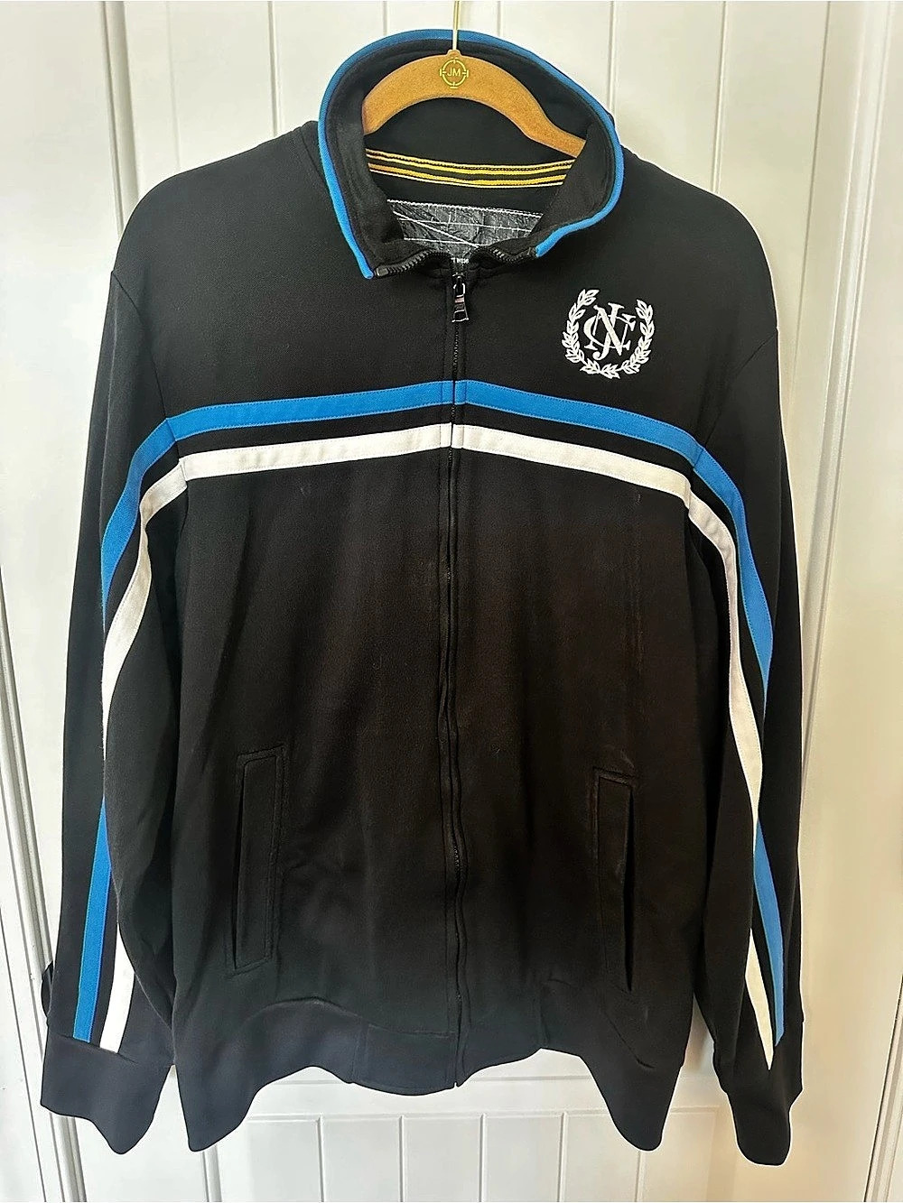 Nautica Jeans Co. Color Block Track Jacket Black Blue XL/TG